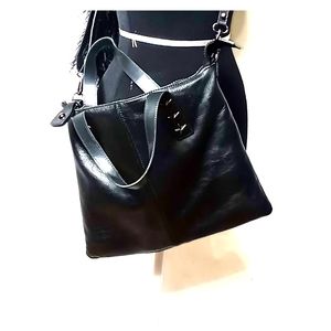Nouer W Concepts black leather crossbody bag stars